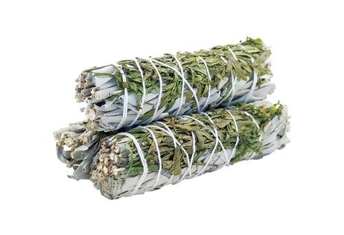 Sahumerio - Ramillete de Salvia Blanca y Ruda 10Cm - Limpieza Energética