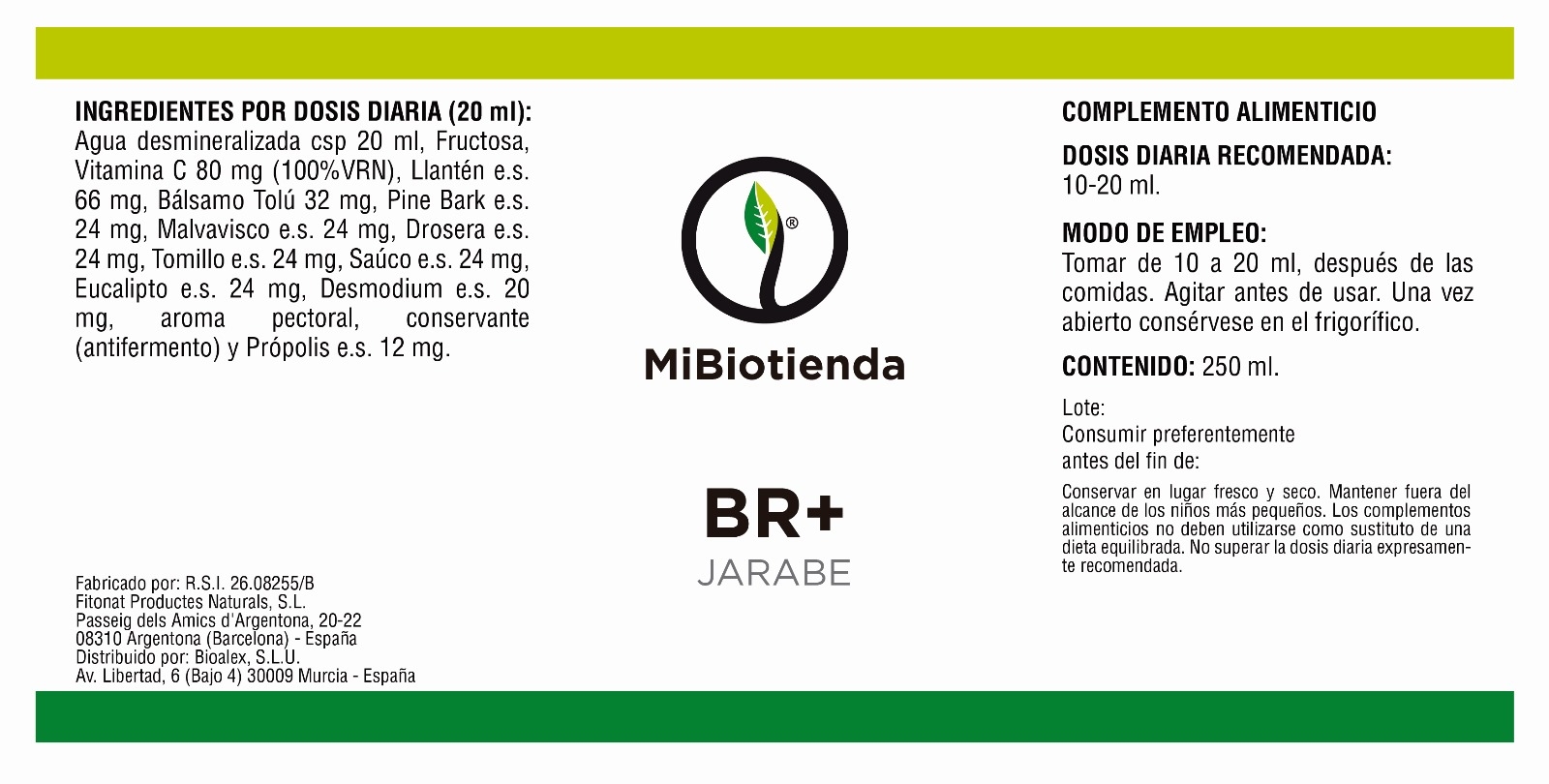 Jarabe Br+ Mibiotienda Pulmonar 250 Ml.