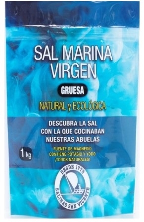 Sal Marina Gruesa Virgen Eco 1Kg. Salinas San Vicente